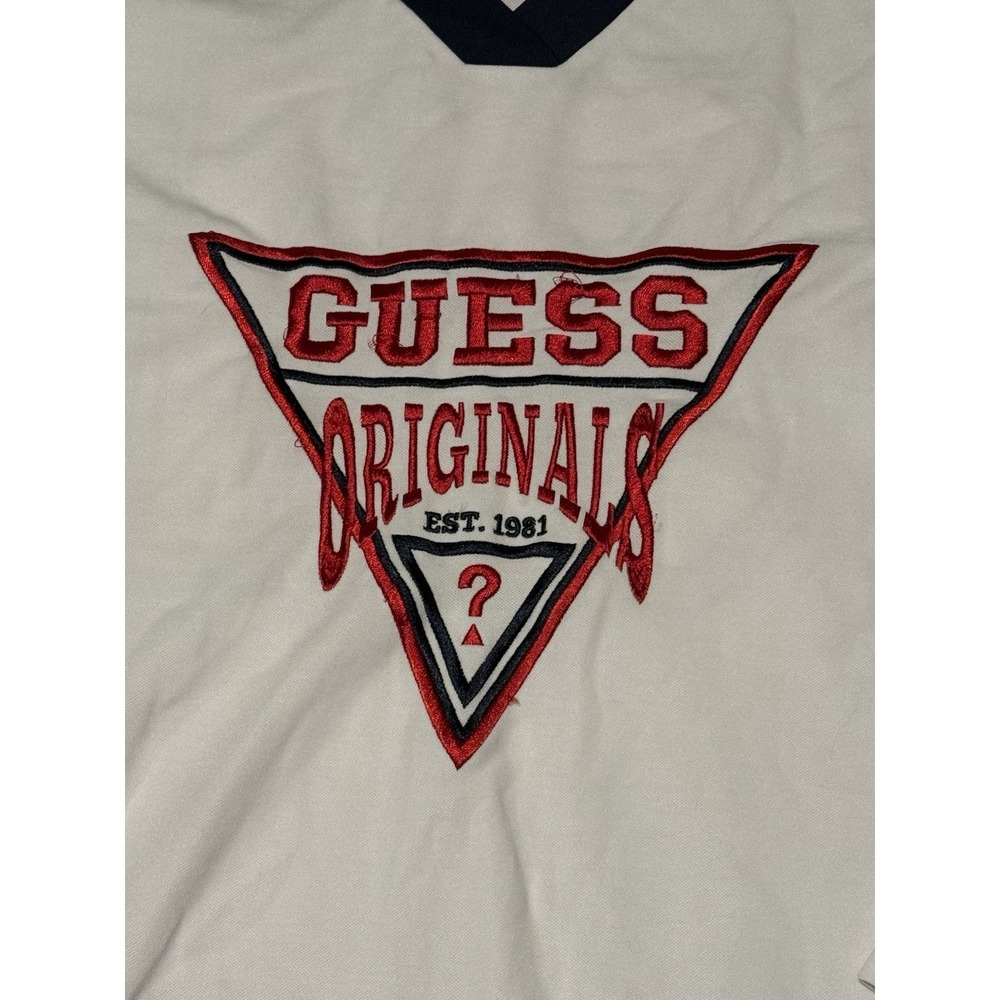 VINTAGE Y2K Guess Jeans Football Embroidered Mens Medium‎ Long Sleeve Tee Jersey - Picture 4 of 9